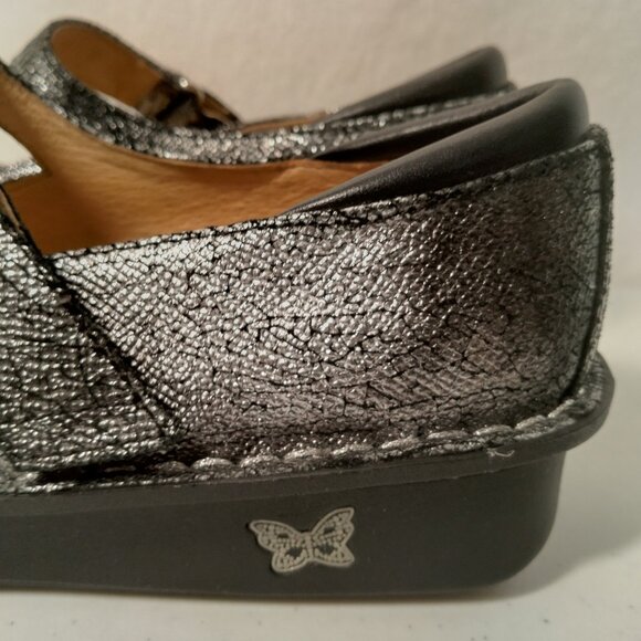 Alegria Mary Jane Shoes Women 41W US 10.5/11 Silver Metallic Strap Comfort - Picture 14 of 16